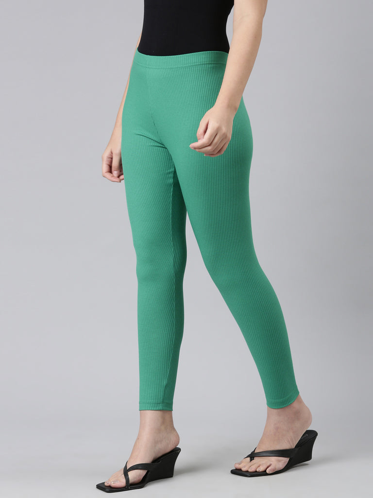 Women Solid Evergreen Cotton Mid Rise Kurti Pants