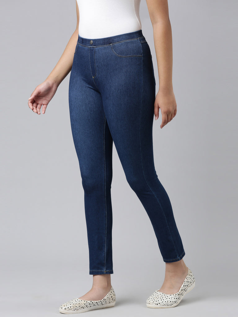 Blue Solid Jeggings at Rs 1799, Ladies Cotton Jeggings in Mumbai