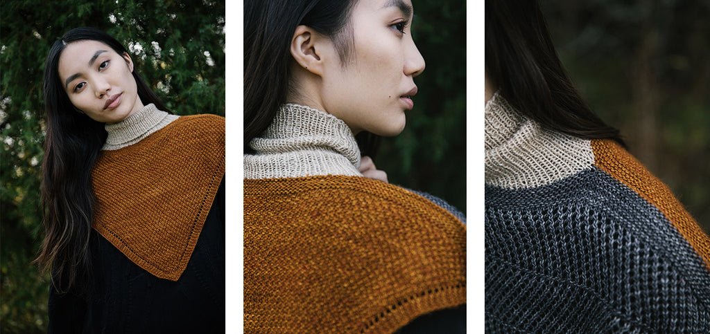 Three images of the Grounded sweater.
