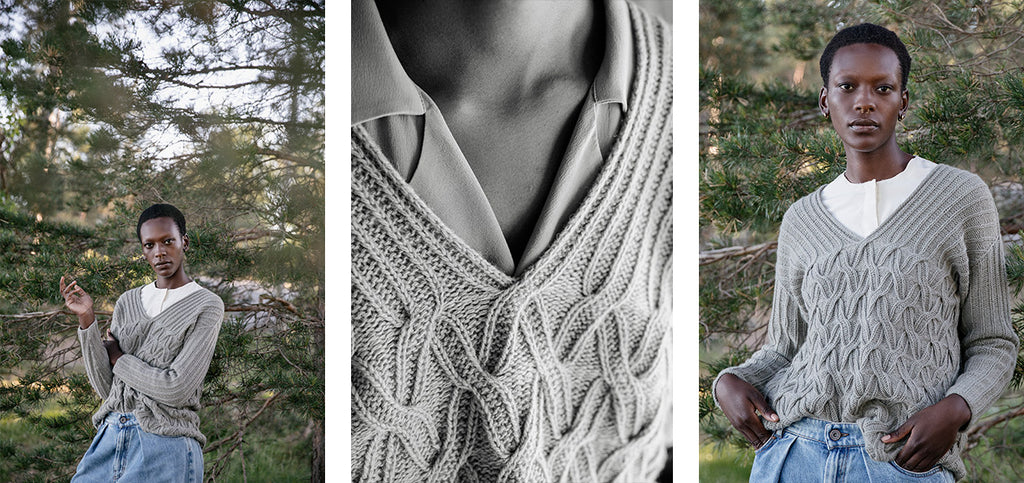 Three more images of the Woven bands sweater and its details.