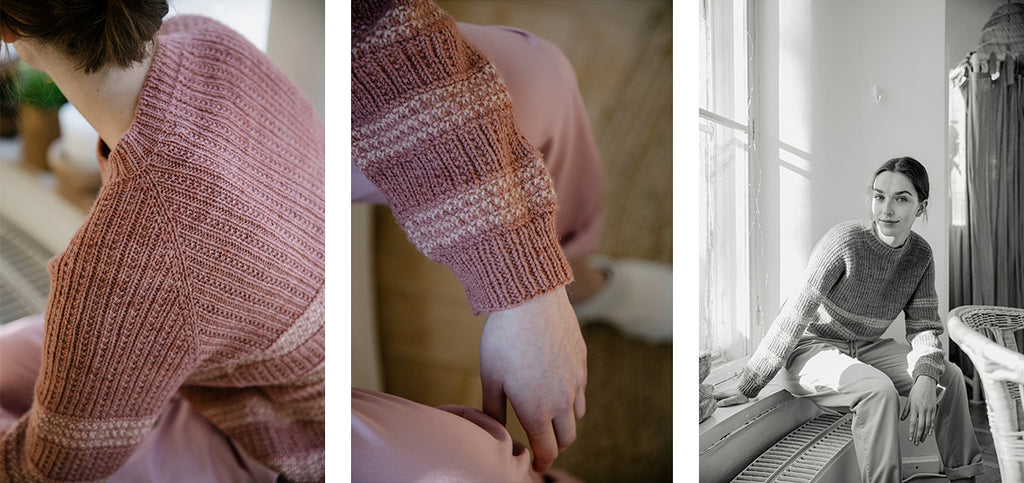 Three more images of the Vespertine sweater and its details.