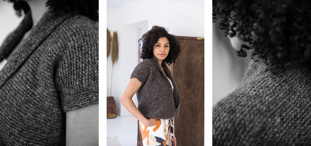 Three more images of the Bea cardigan and its details.