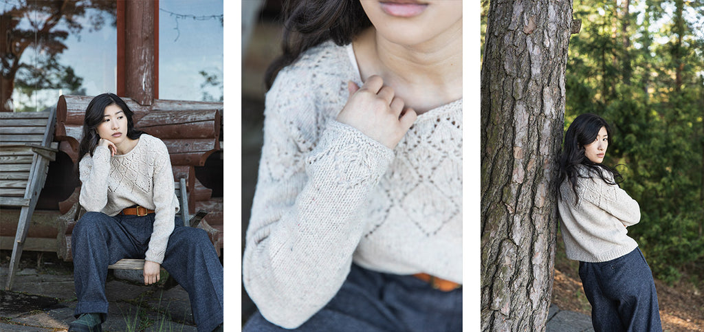 Three images of the Water Lilies pullover.