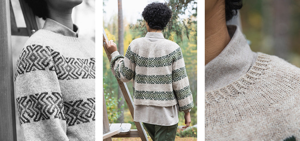 Three more images of the Juoseppi sweater and its details.