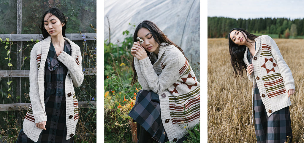 Three more images of the Akwa Miri cardigan.