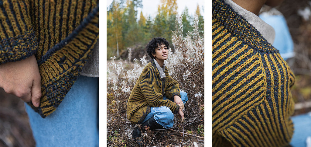Three more images of the Beloved cardigan and its details.