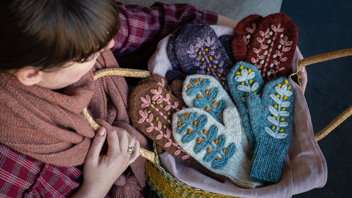 A picture of embroidered mittens