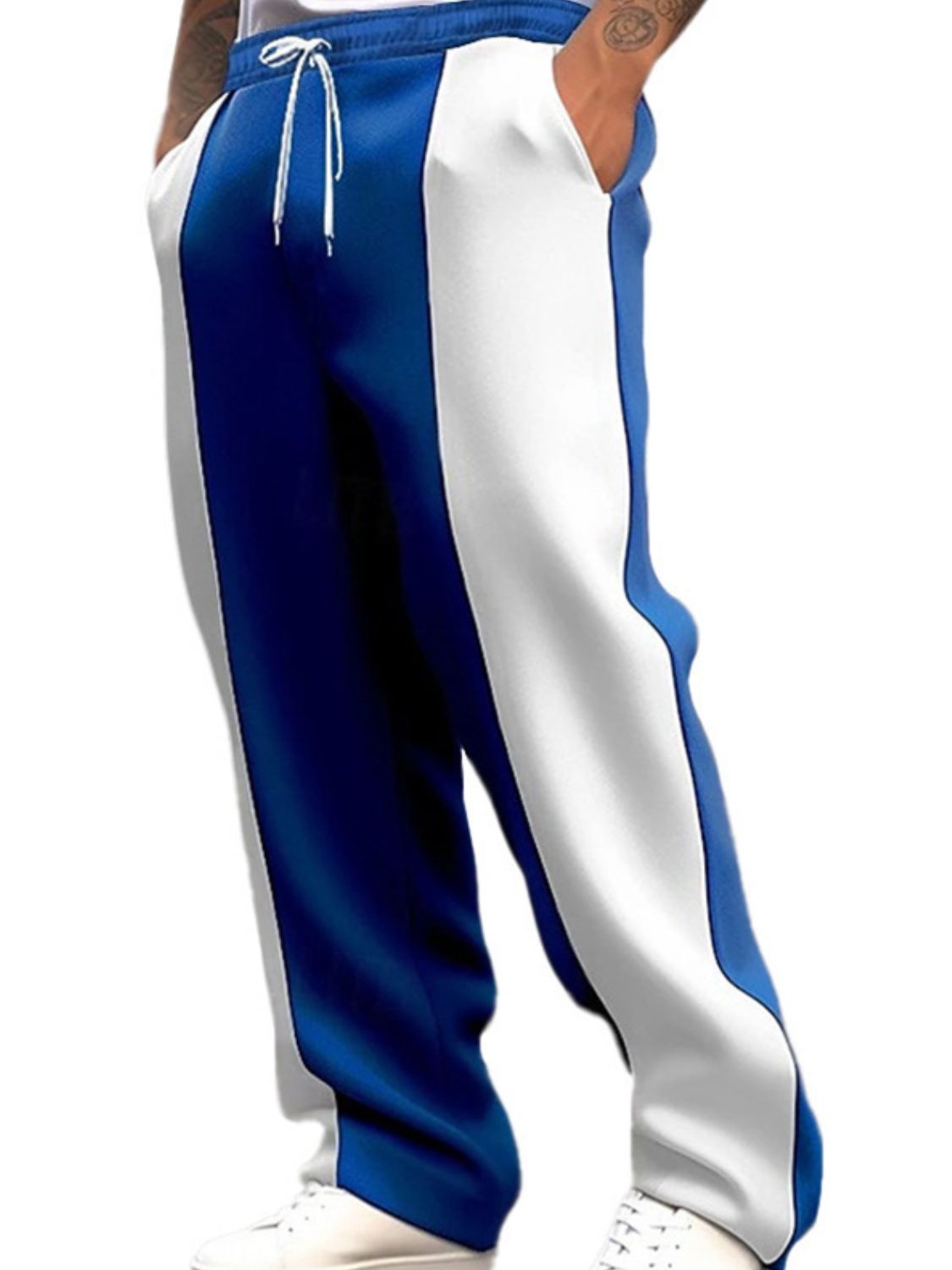Men's Full Size Drawstring Contrast Pants