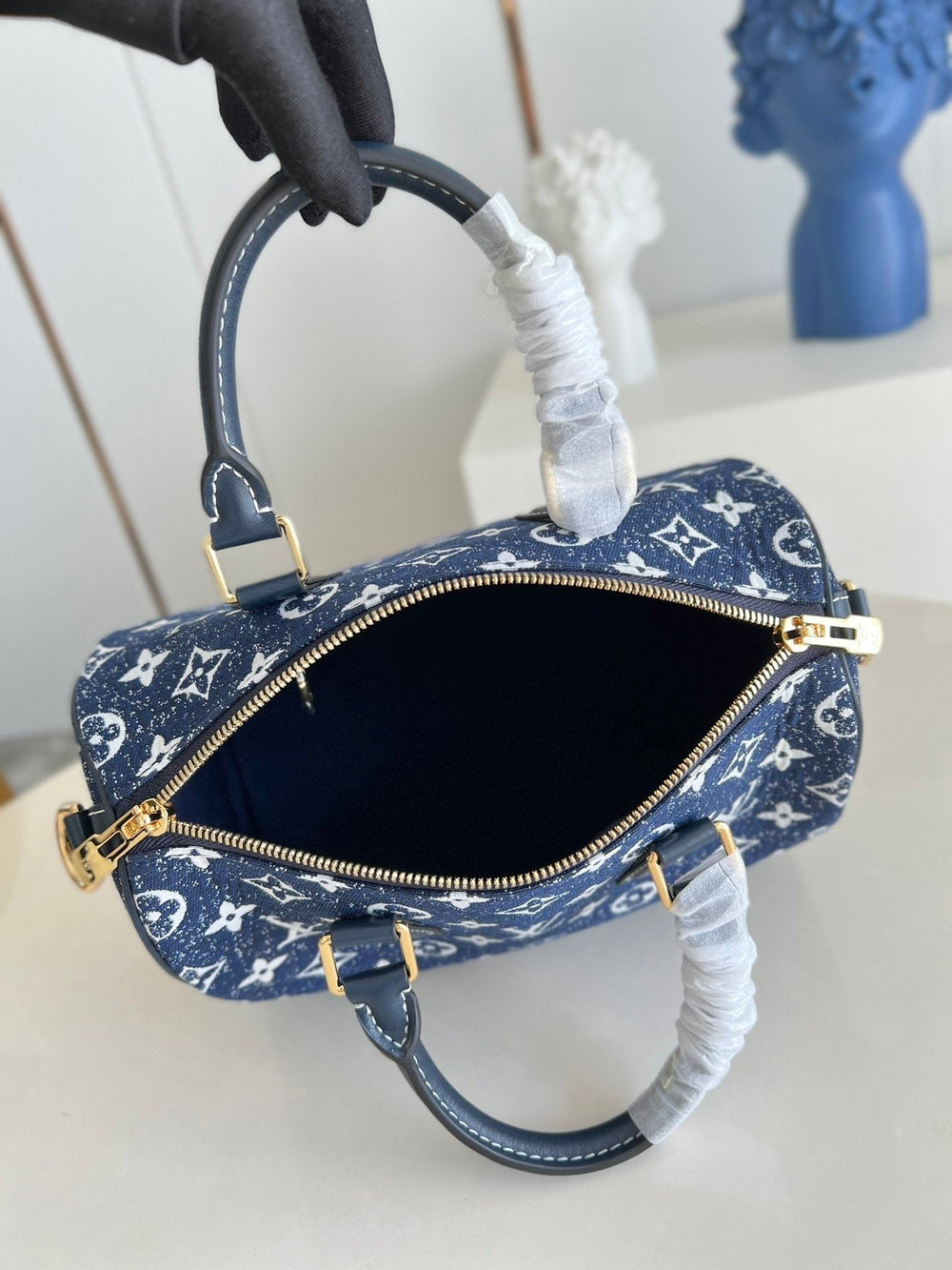 Louis Vuitton Speedy Bandouliere 25 Denim Jacquard Navy Blue in