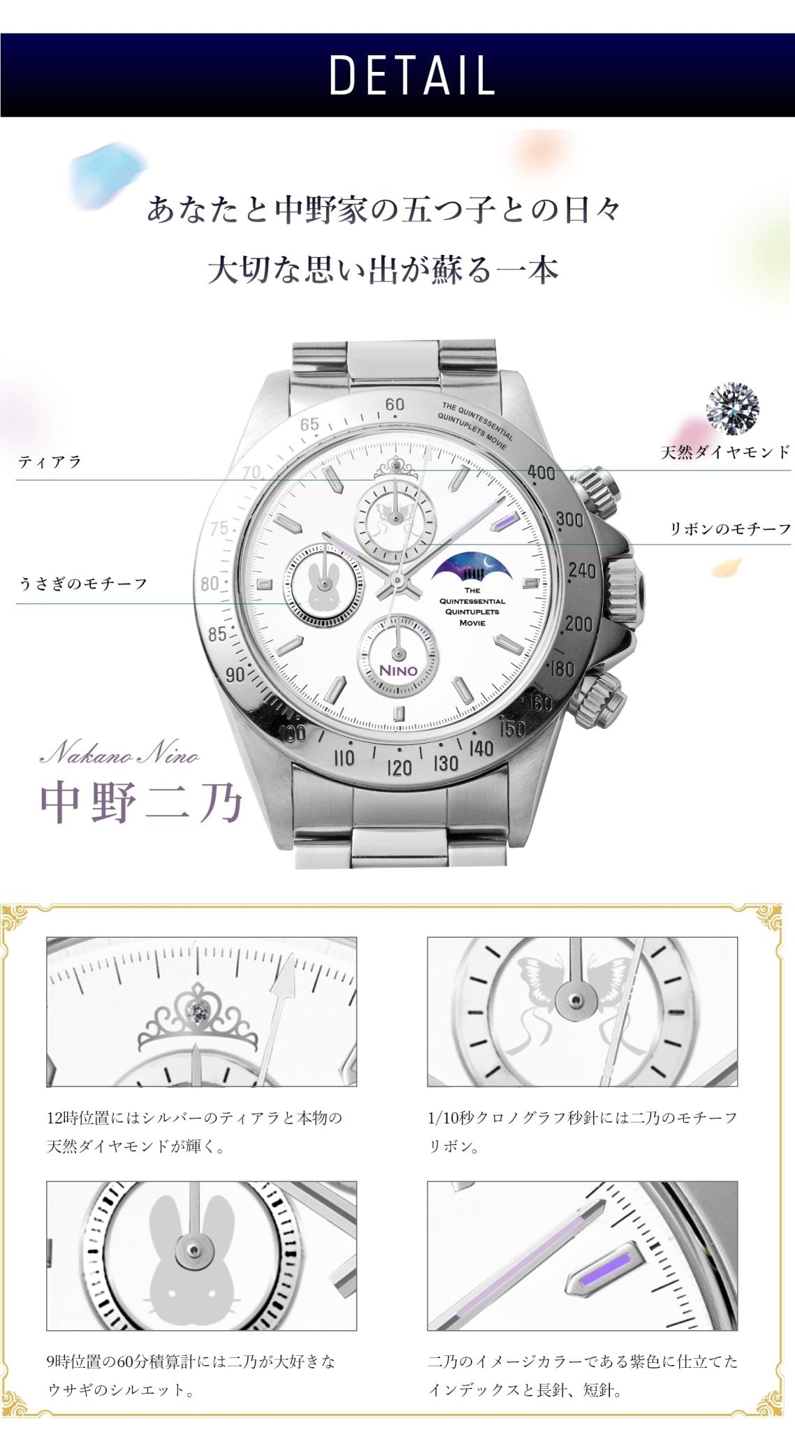 The Quintessential Quintuplets Sun & Moon Chronograph wristwatch|Nakano Nino