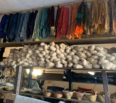 stored wool yarns