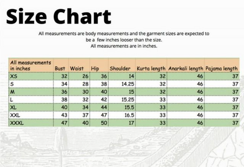 Woman Size Chart  Hasli India