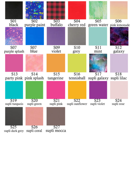 Available sublimation colors