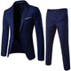 2Pcs/Set Plus Size Men Solid Color Long Sleeve Lapel Slim Button Business Suit