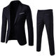 2Pcs/Set Plus Size Men Solid Color Long Sleeve Lapel Slim Button Business Fashion Suit for Office