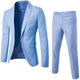 2Pcs/Set Plus Size Men Solid Color Long Sleeve Lapel Slim Button Business Suit - Ecart