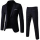 2Pcs/Set Plus Size Men Solid Color Long Sleeve Lapel Slim Button Business Suit - Ecart