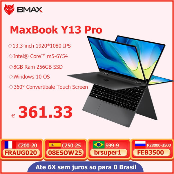 BMAX Y13 Pro 360°Laptop 13.3 inch Notebook Intel Core m5-6Y54 Windows 10 8GB RAM 256GB SSD 1920*1080 IPS touch screen laptops PC - Ecart