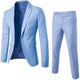 2Pcs/Set Plus Size Men Solid Color Long Sleeve Lapel Slim Button Business Fashion Suit for Office - Ecart