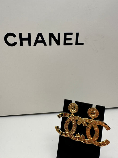 Chanel Iridescent and White CC Logo Round Clip On Earrings