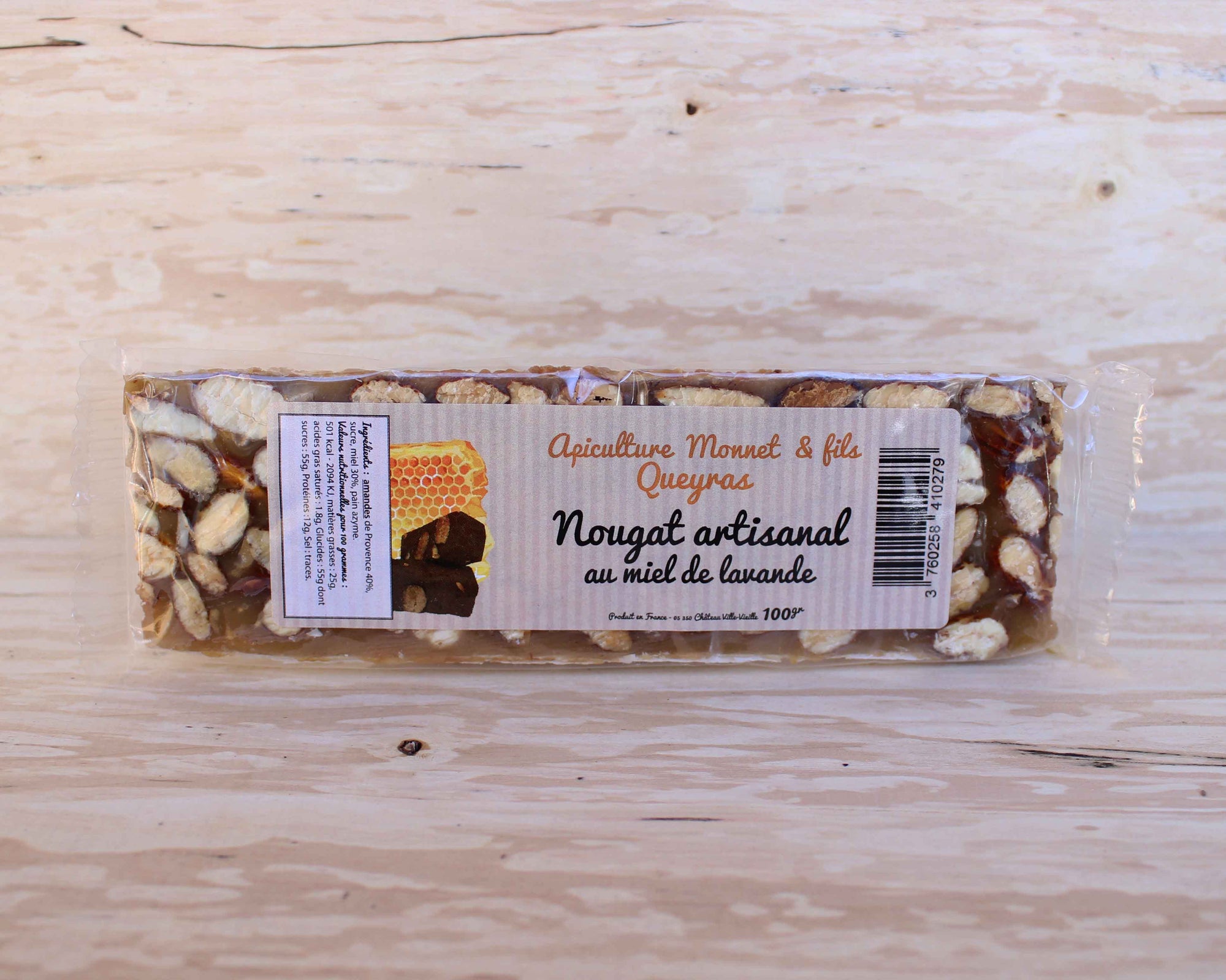 Nougat papillote m lang noir et blanc Miel Monnet Queyras