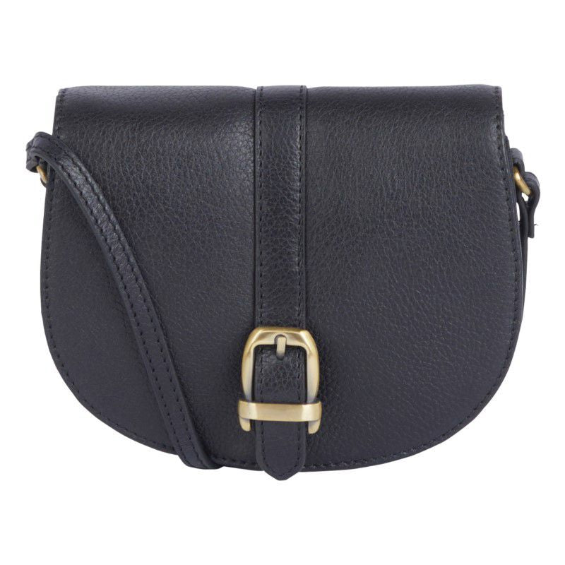 Alisha Leather Crossbody Bag - Black