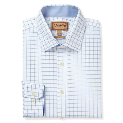 Schoffel Greenwich Classic Mens Shirt - Light Blue Check - William Powell