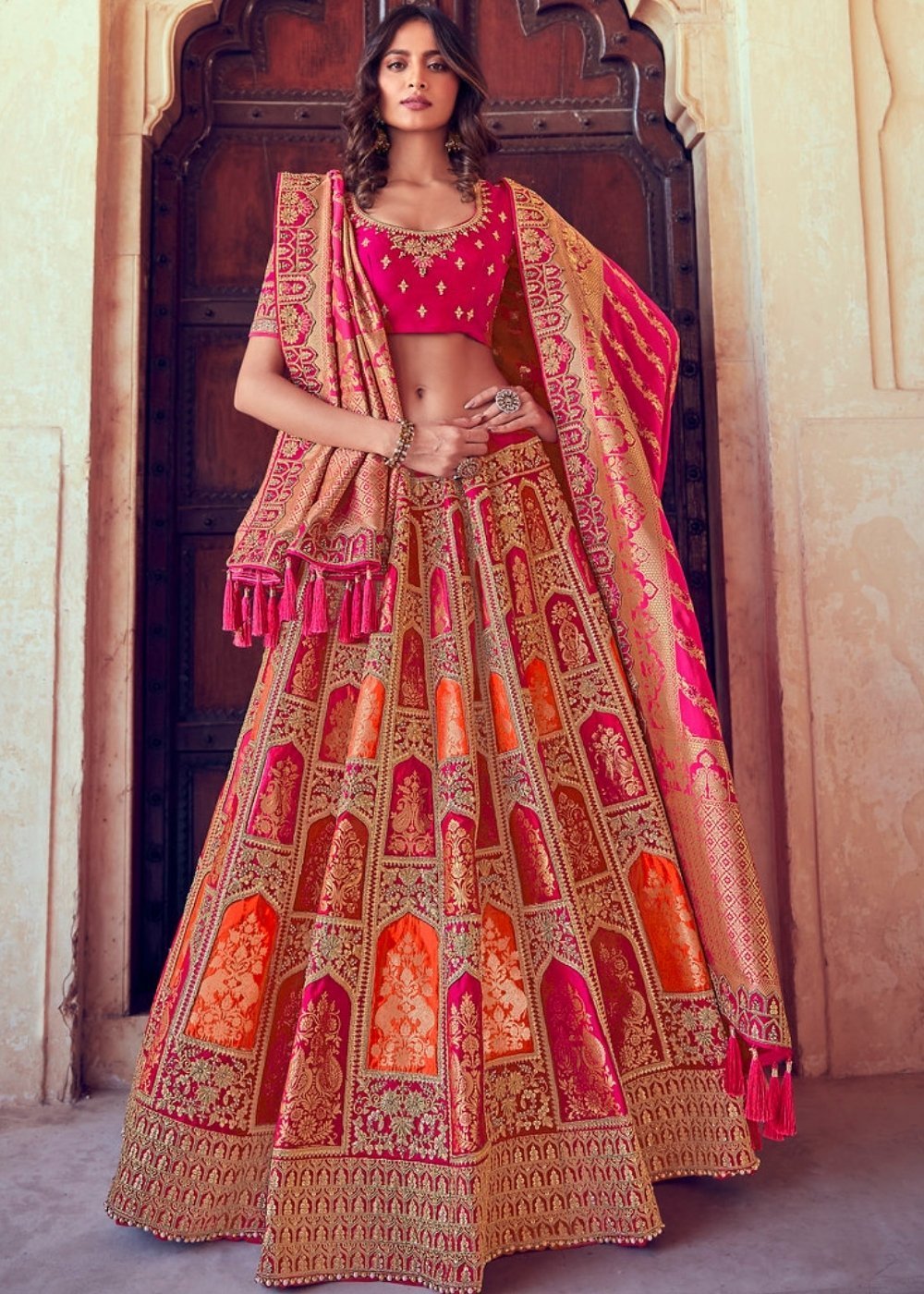 Banarasi Silk Bridal Lehenga with Khatli Work - PreeSmA