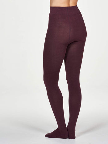 Newzigzag Footless Tights for Women, Choice of Black Burgundy Dark