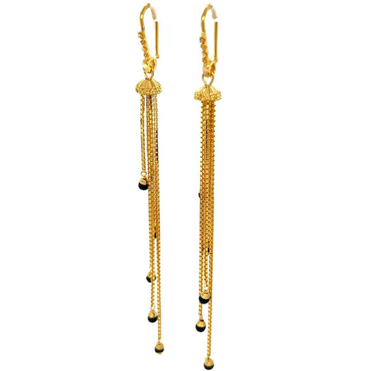 22K Gold Large Black Bead Hoop Earrings – Gold Palace