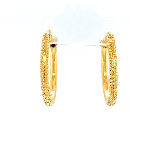 Modern Design 22K Gold Hoop Earrings