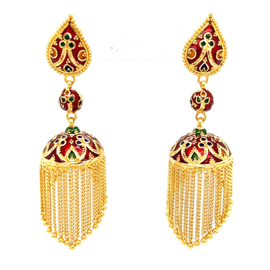Buy Floral Pearl And Emerald Jhumka Earring In 22K Gold Online  Madanji  Meghraj