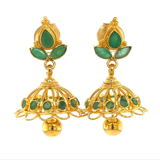 Pure 22k Yellow Gold Stud Earrings, Indian Handmade Dangle Jewelry Gift  K2492 | eBay