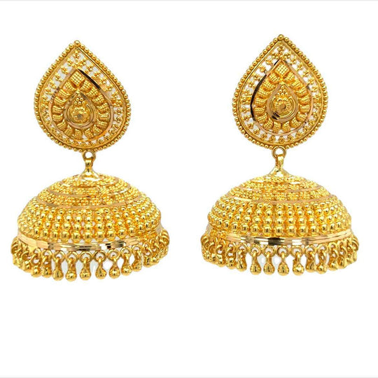 Amazon.com: Pahal Traditional Red Kundan Pearl Big Gold Jhumka Earrings  Indian Bollywood Wedding Jewelry for Women FJ: Clothing, Shoes & Jewelry