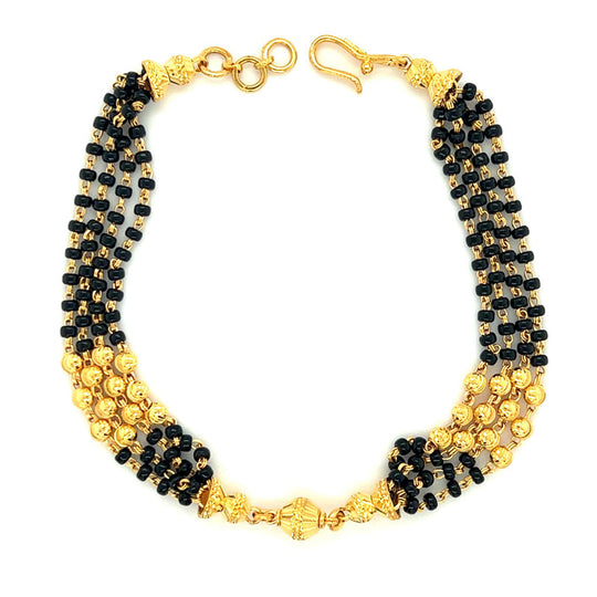 Small Gold Beads Black Beads Bracelet in 22k Gold, Bracelet for