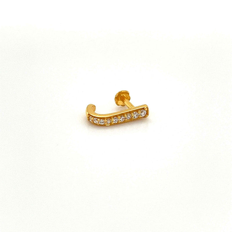 22K Gold CZ J-Shaped Nose Pin – Gold Palace