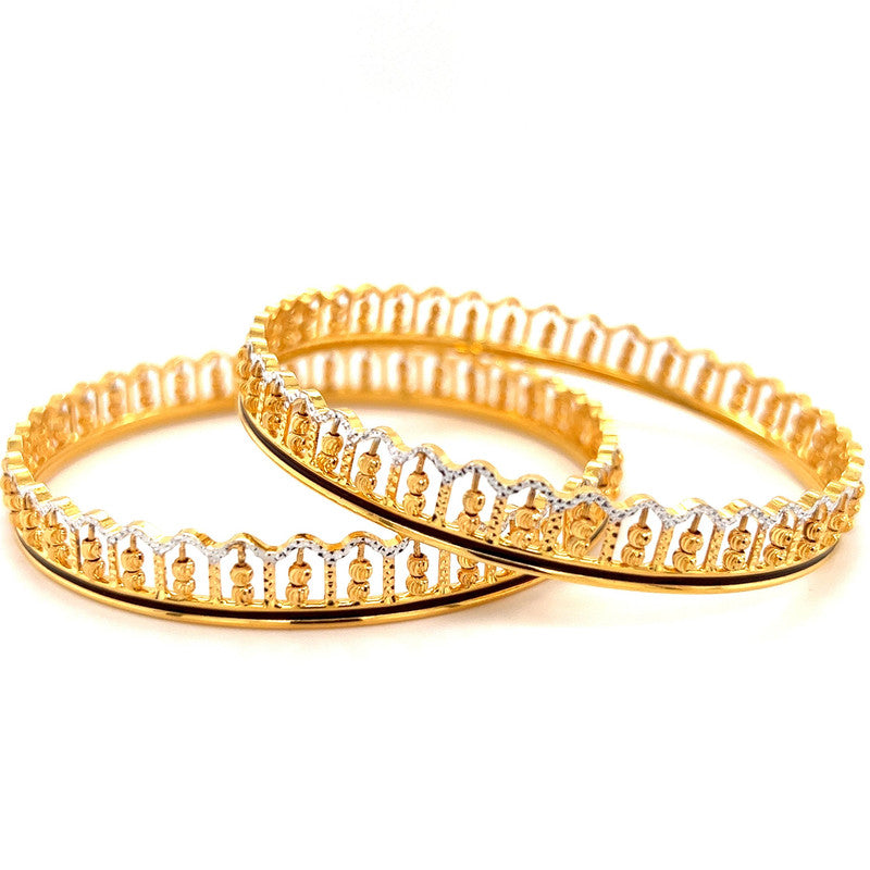 22K Gold Two-Tone Crown Bangles - Pair – Gold Palace