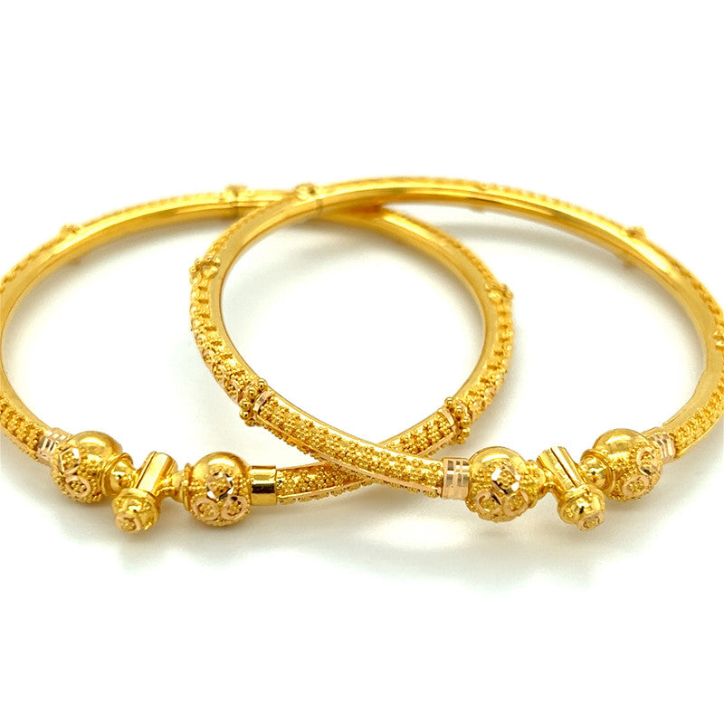 22K Gold Tradtional Thin Pipe Bangles - Pair – Gold Palace