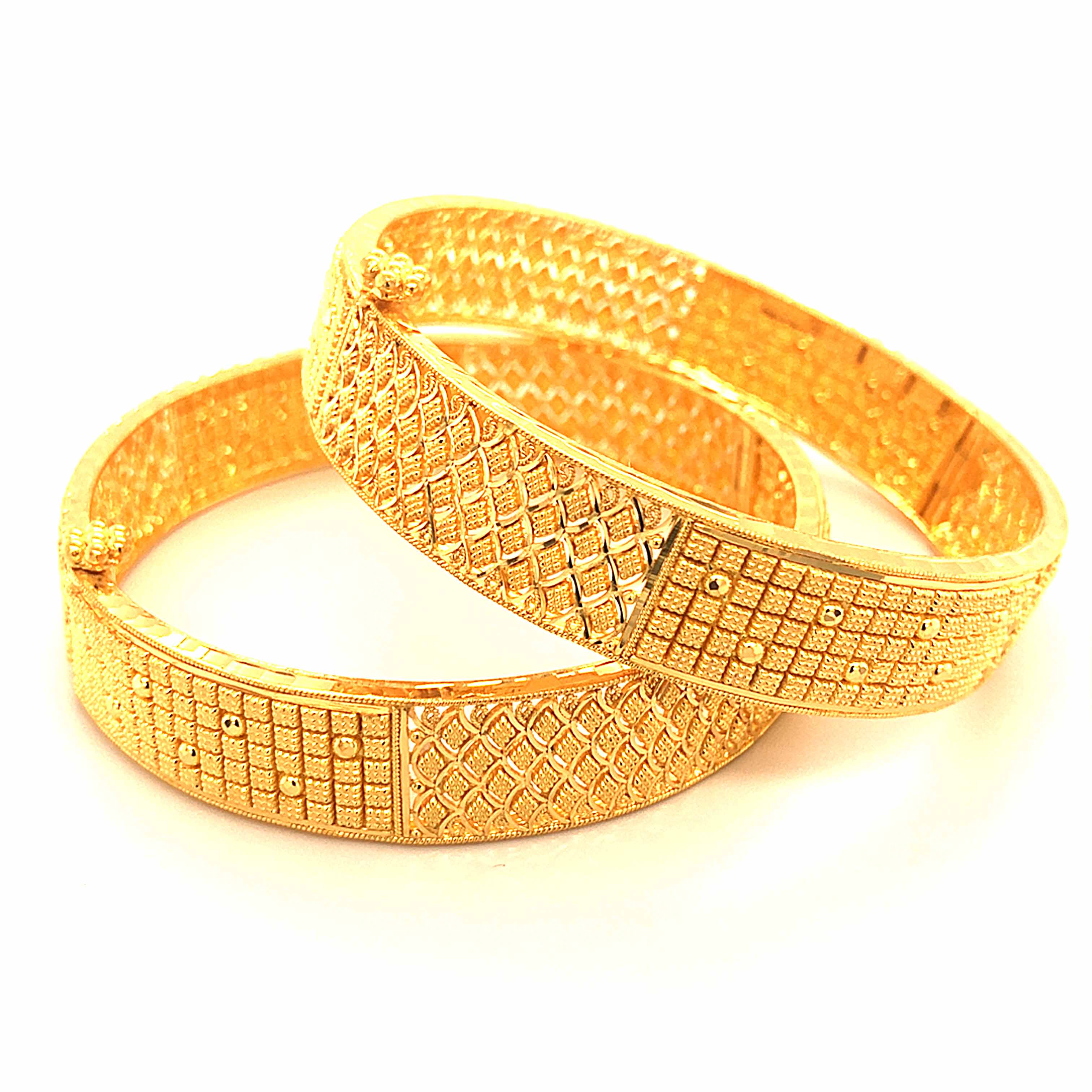 22K Gold Multi-Textured Karas - Pair – Gold Palace