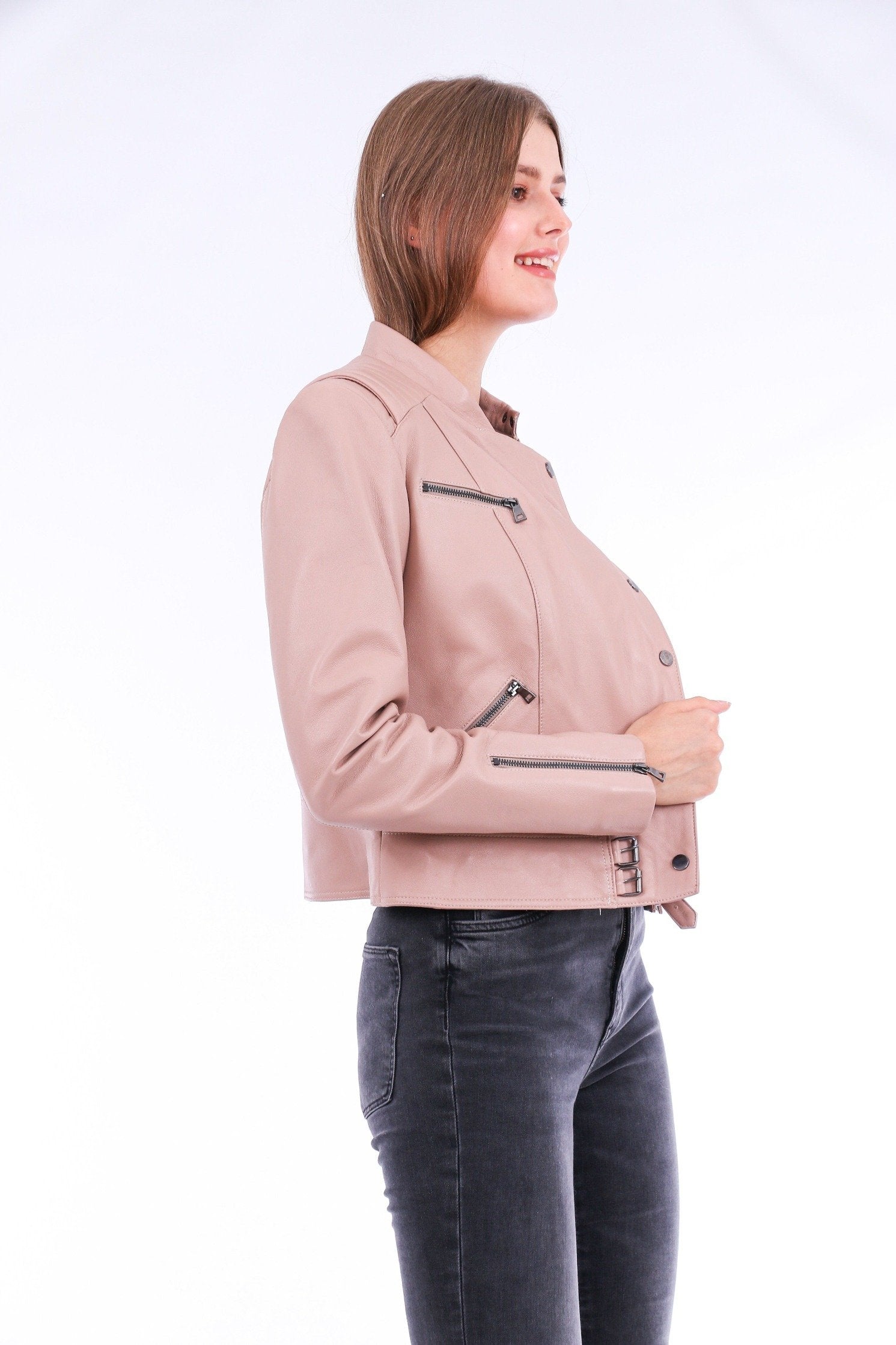 Rovigo Leather Biker Jacket - Pink | Bocci Fashion – BOCCI LEATHER