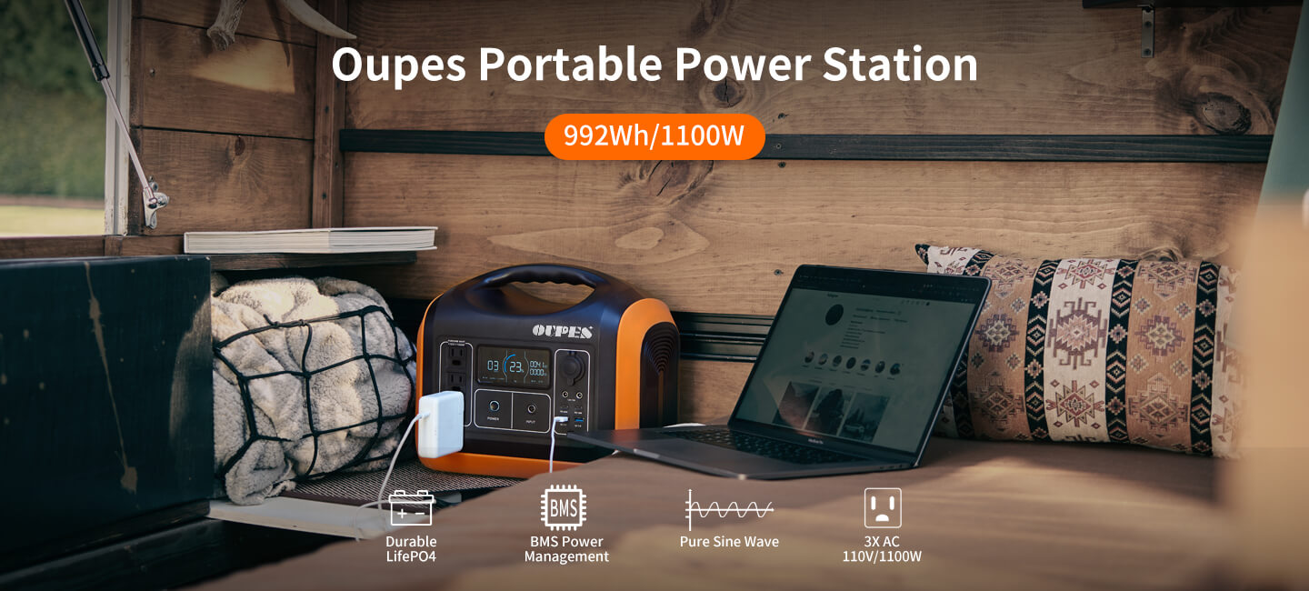 OUPES portable solar generator, home emergency power