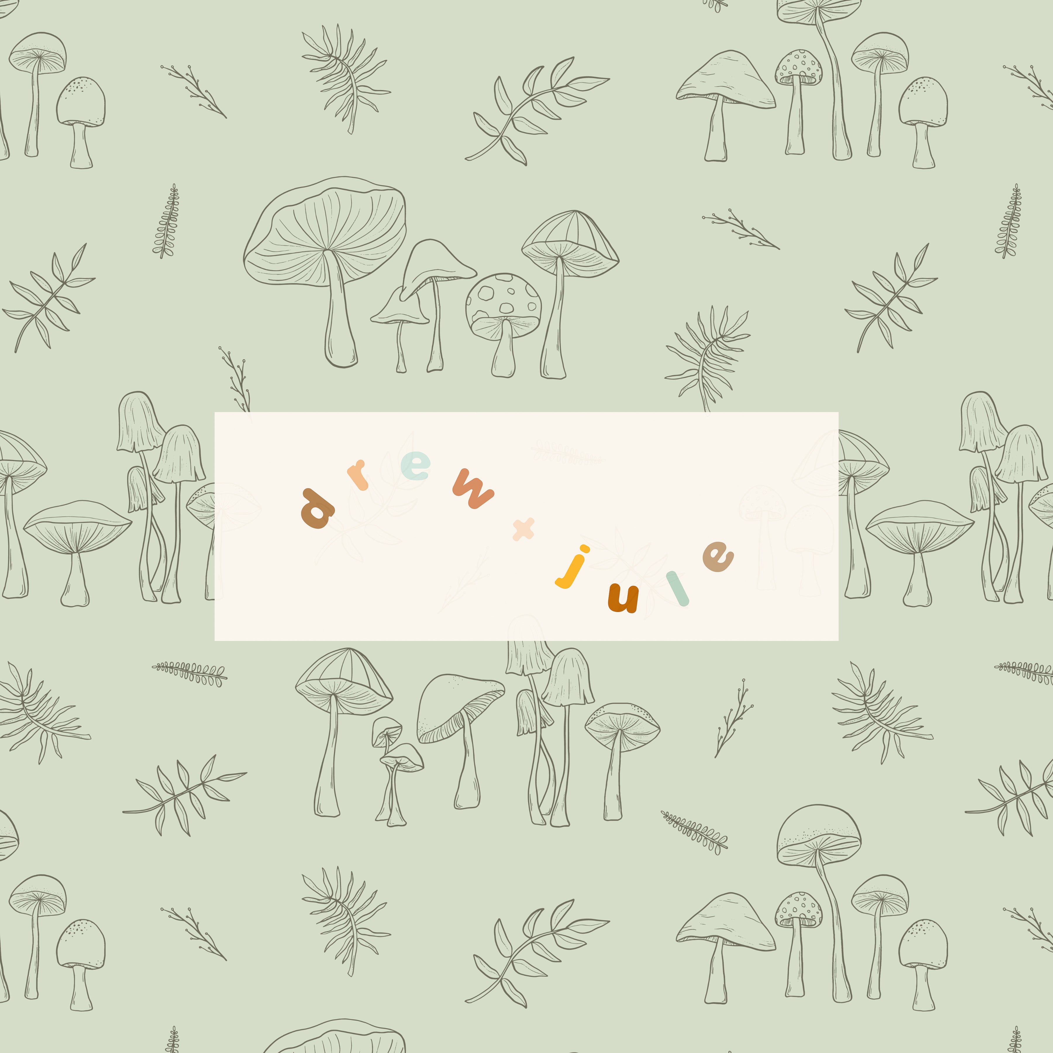 Mystical Mushrooms (Light Sage) | Seamless Pattern