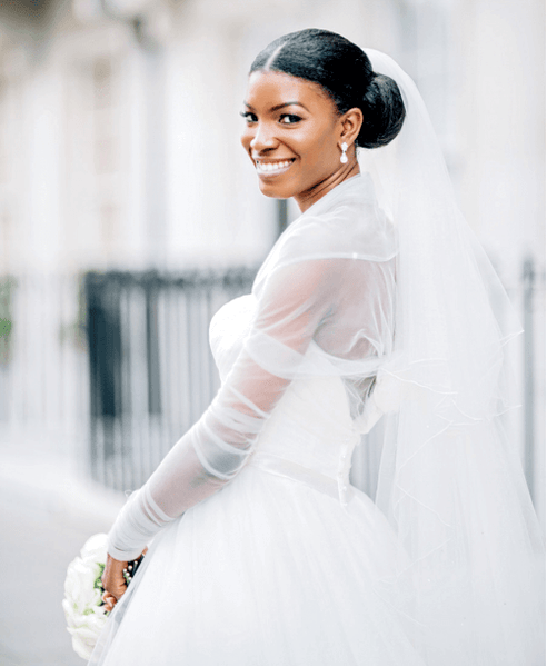 Topknot with Wedding Veil