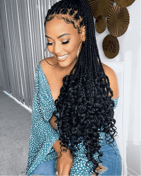 Black Curls with Adjacent Braids