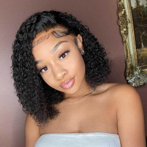 Short Cut Bob Curly Lace Frontal Wig