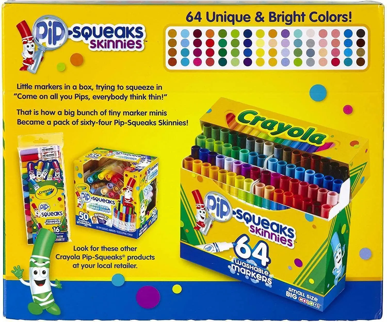 bang Puur Belonend Crayola Pip-Squeaks Skinnies Washable Markers, Assorted Colors, 64/Pack -  HapyDeals