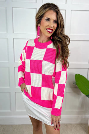 Paisley Checkered Sweater - Brave Babe Boutique