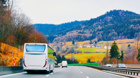 Scenic routes on charter bus rental trip