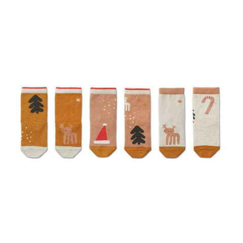 Liewood Silas Socks 3 Pack | Holiday Tuscany Rose Multi Mix