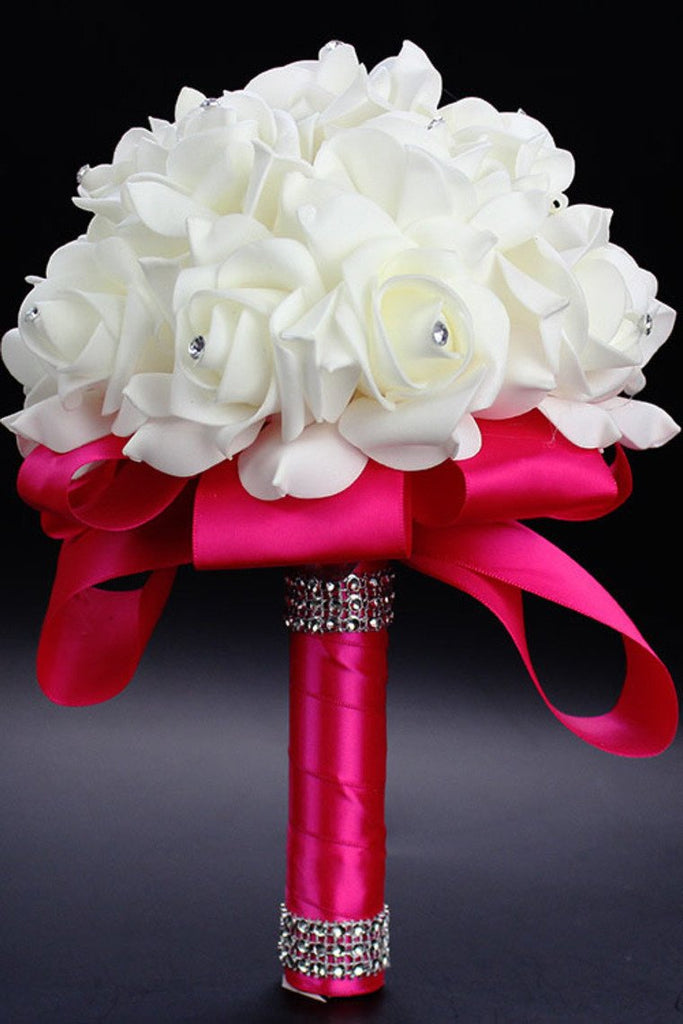Comprar barato Ramos de la boda de cristal acrílico Rosas flores de novia  redondo (24 * 18 cm) en línea – 2016Vestido